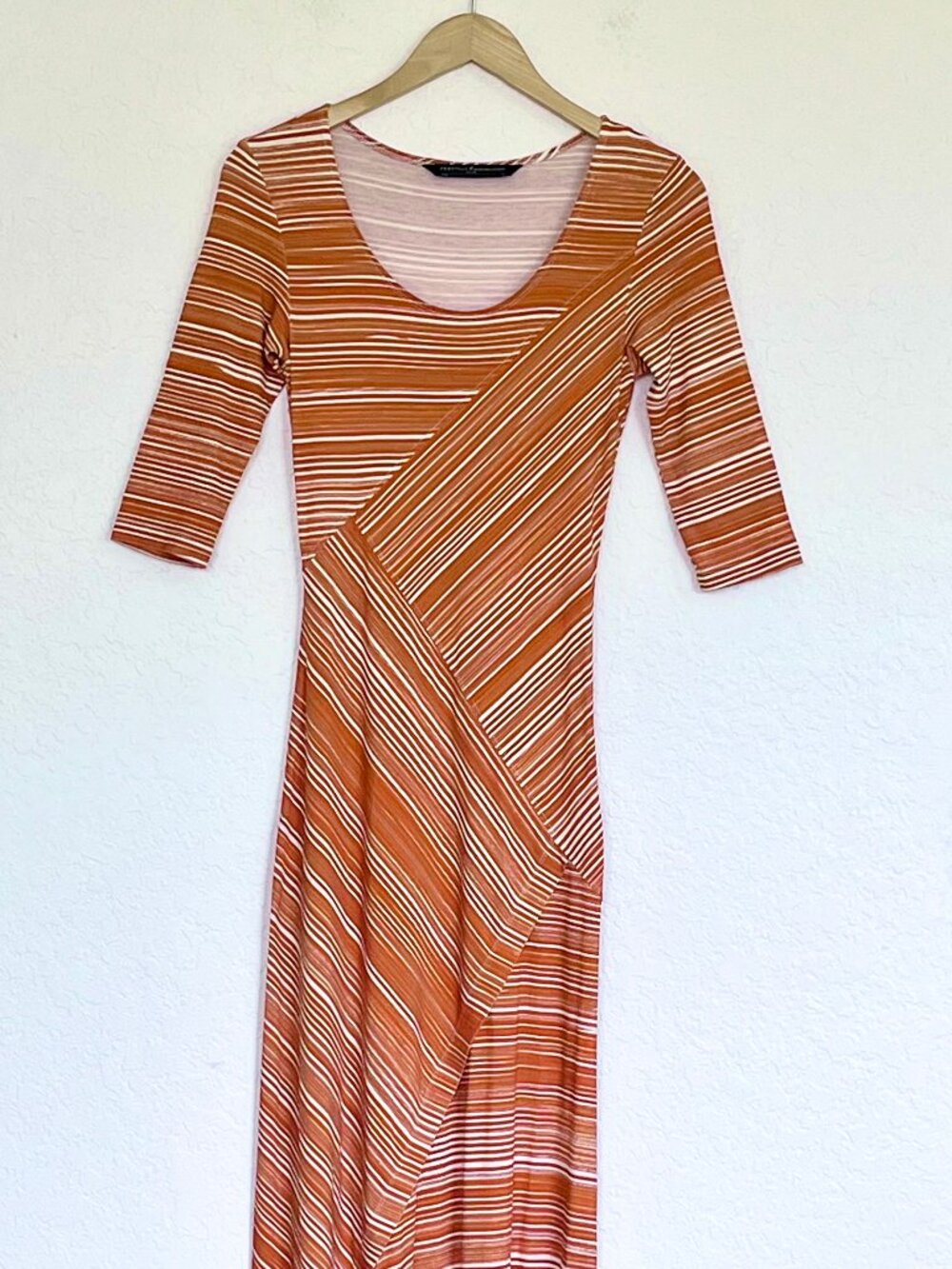 Peruvian Connection Circe 3/4 Sleeve Asymmetrical Maxi Dress Terracotta XS - Picture 2 of 16